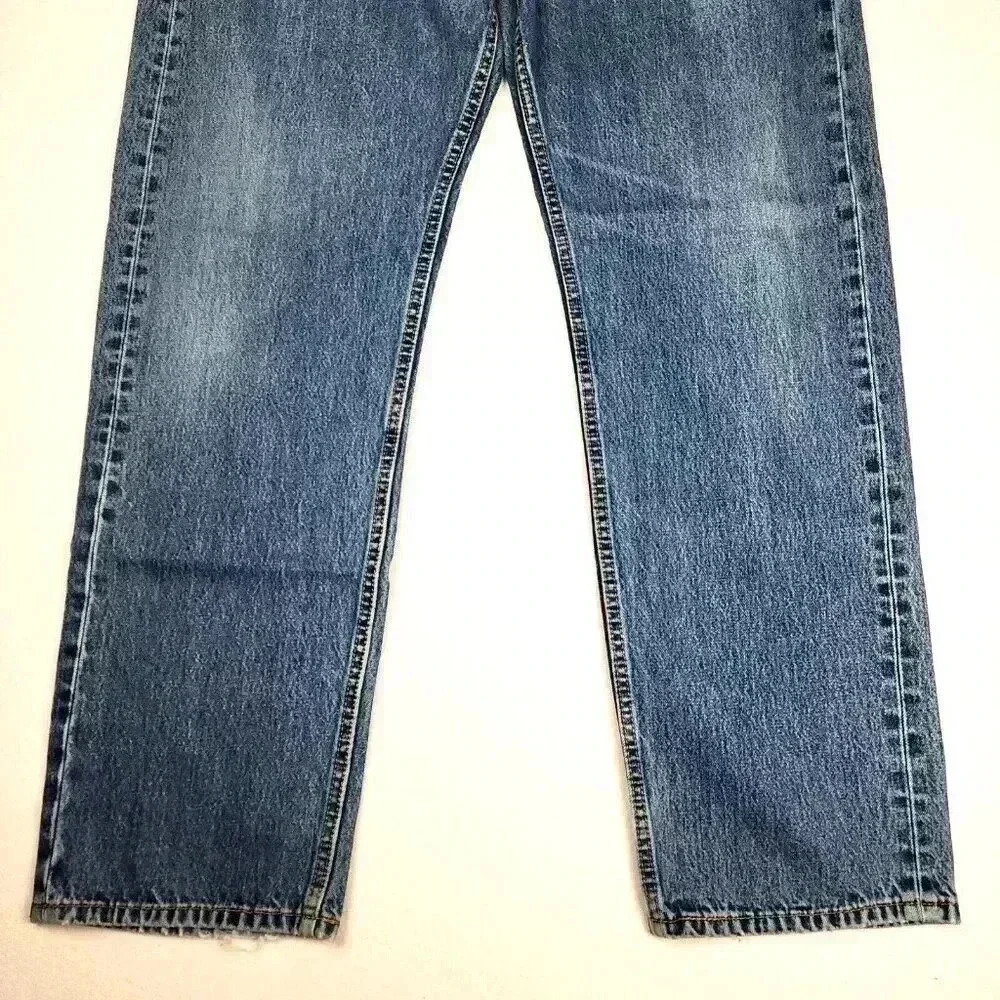 Levi's 505 Regular Fit Mens Denim Jeans 40x32 Straight Leg Classic Zip Fly Blue‎ - Picture 6 of 16